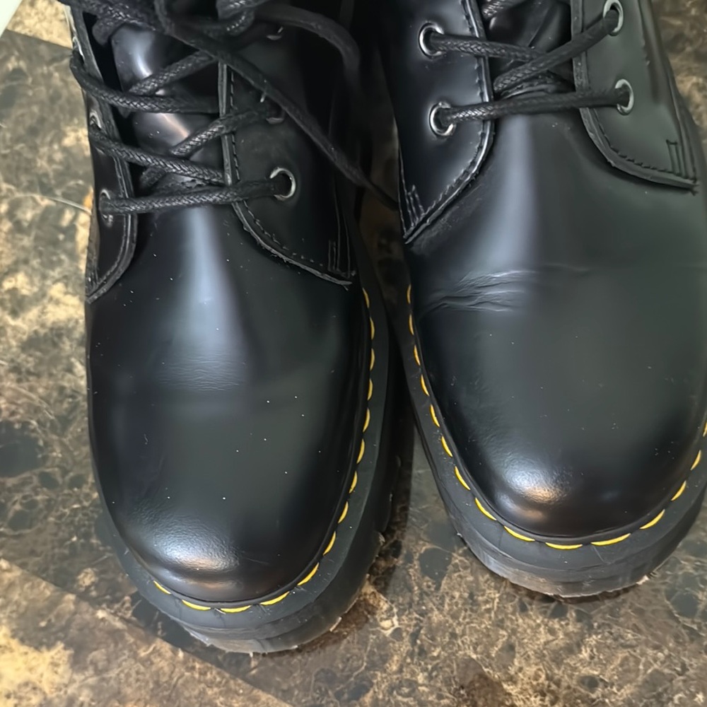 Dr Martens Jadon platform Black smooth Leather Lace-Up Boots L 12 M 10 - Picture 2 of 10